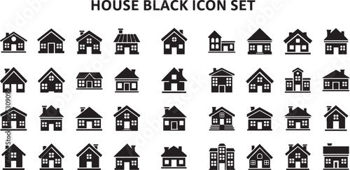 Black and white house on white background home architecture