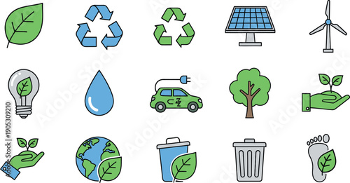 Environmental icons and eco friendly symbols for sustainable living