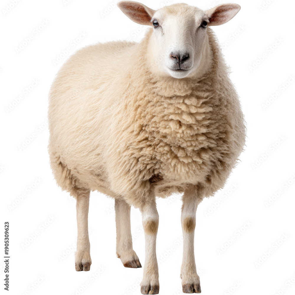 Fototapeta premium Front View of a Sheep Standing on a Black Background in Studio Setting