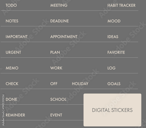 シンプルな文字ステッカー_デジタルプランナー_デジタルステッカー,装飾