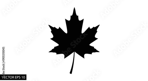 Black Silhouette of a Maple Leaf Icon 1.