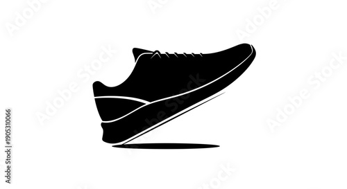 Black Silhouette of a Modern Running Shoe.