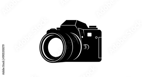 Black Silhouette of a Professional DSLR Camera.