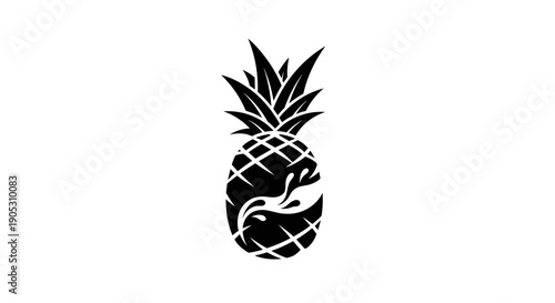 Black Silhouette of a Pineapple with a Bird Inside.