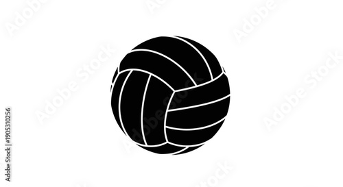 Black Silhouette of a Volleyball Ball Isolated on White.