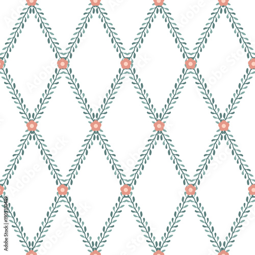 Folk Floral Diamond Trellis