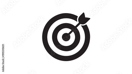 Target with arrow in simple flat design on white background for business icon