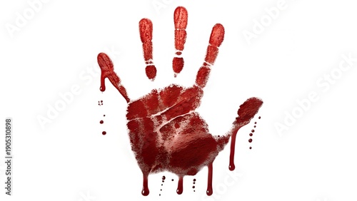  The vivid red tones against the minimalist background produce a powerful visual metaphor for crime, suspense, 