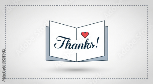 Gratitude concept with heartfelt open card and red heart on white background for appreciation and thankfulness