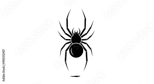 Black Spider Silhouette Icon Vector Illustration.