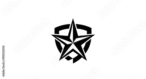 Black Star Emblem on Shield Graphic Design.