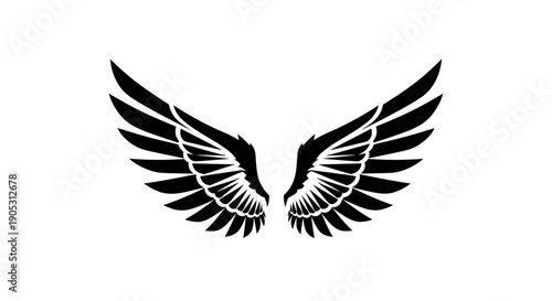 Black Stylized Angel Wings Graphic Design.