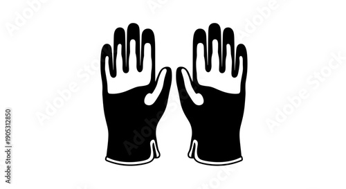 Black Work Gloves Icon Vector Illustration.