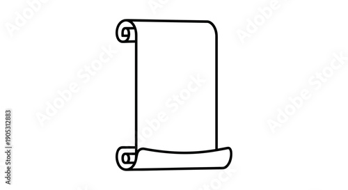Blank Scroll Document Rolled Up With Curled Ends.