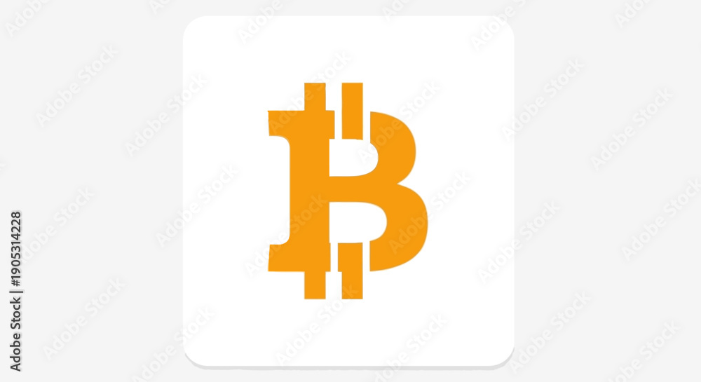 Fototapeta premium Bitcoin logo on a white background with orange letter B.
