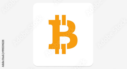 Bitcoin logo on a white background with orange letter B.