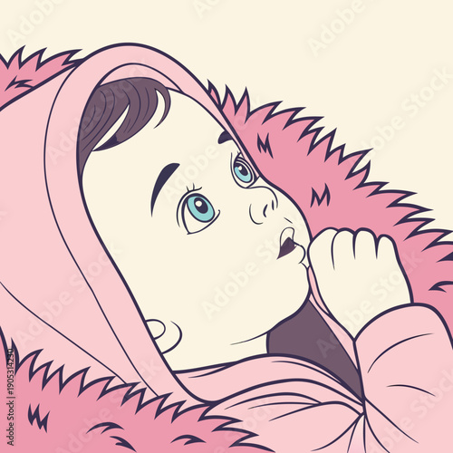 An illustration of a baby sleeping