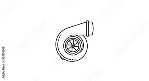 Simple black and white turbocharger line drawing illustration.