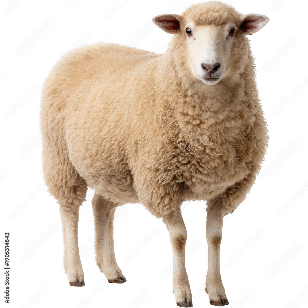 Obraz premium Sheep Stand Alone in Studio Shot Isolated on Black Background, Animal Farm