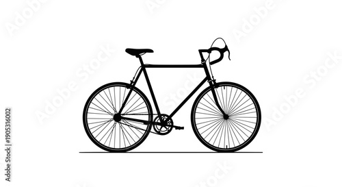 Classic Black Bicycle Illustration on White Background.