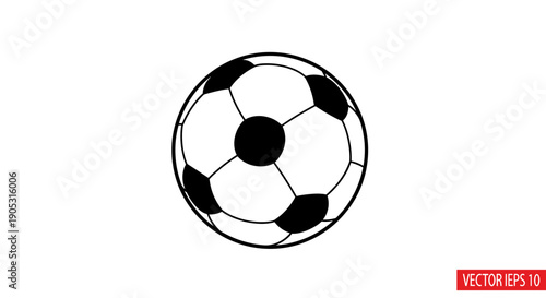 Classic Black and White Soccer Ball Illustration.