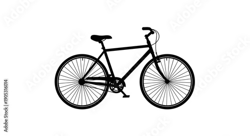 Classic Black Bicycle Silhouette Isolated on White Background.