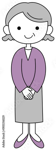 ゆるくてかわいいデフォルメおばあちゃんのイラスト