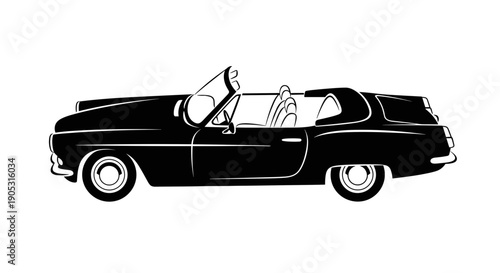 Classic Black Convertible Station Wagon Automobile.