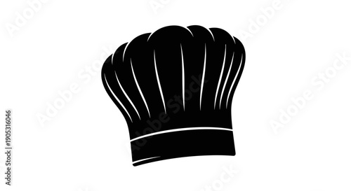 Classic Black Chef Hat Silhouette Isolated on White Background.