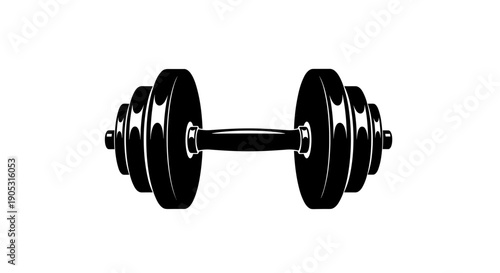 Classic Black Dumbbell Isolated on White Background for Fitness.