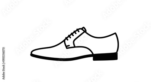 Classic Black Oxford Shoe Line Art Illustration.