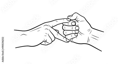 Closeup of two hands performing a fingerbased gesture.