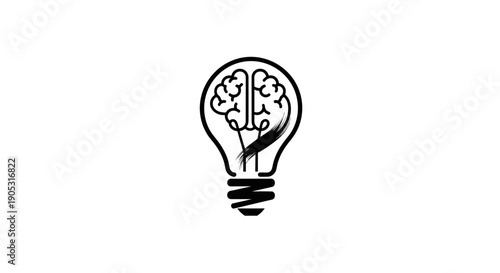 Creative Light Bulb Brain Idea Symbol.