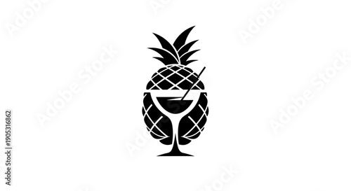 Creative Pineapple Cocktail Logo Design.