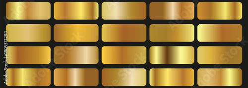  Golden background texture. Luxury gold metallic gradients on dark background. Collection of gold silver bronze and rose gold gradient texture. Gold gradient blurred background with soft gradient. 