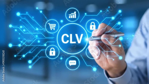 Businessman interacting with futuristic digital interface using pen