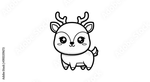 Cute Kawaii Baby Deer Illustration.