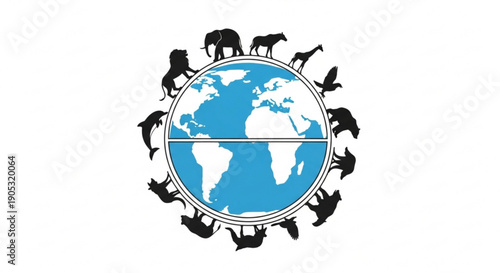 Endangered Animals Around Globe Illustration Isolated on White