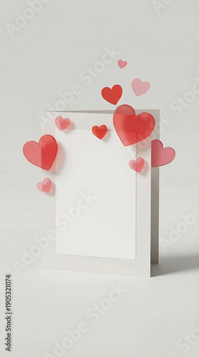  Valentine Card with Floating Hearts and Copy Space