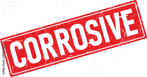 Red Rectangular Corrosive Text Grunge Rubber Stamp on White Background Isolated