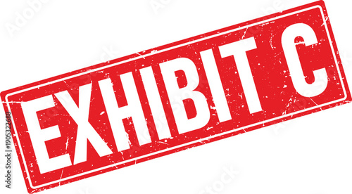 Exhibit C Text Distressed Red Rectangular Rubber Stamp Design Isolated Over White