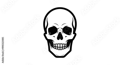 Detailed Black and White Skull Illustration Graphic.