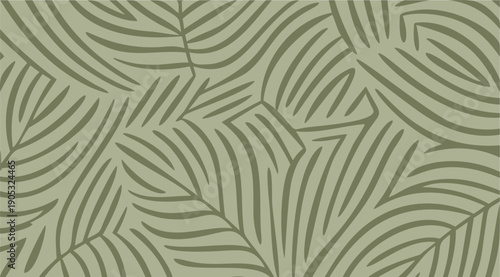 Minimalist Sage Green Palm Fronds Seamless Vector Pattern