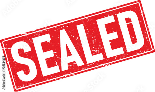 Red Rectangular Rubber Stamp Impression with SEALED Text, Distressed Style