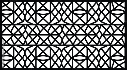 Decorative laser cut panel featuring abstract geometric diamond lattice pattern for cnc router and room divider.