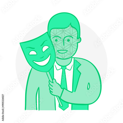 Personal Identity Concept Line Icon – Self Perception Illustration