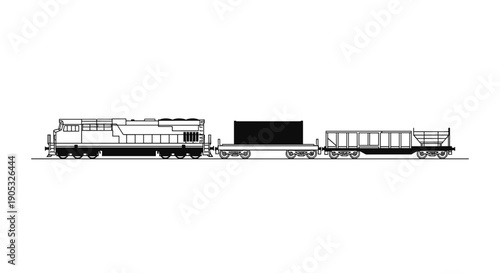 Detailed Illustration of a Freight Train with Cargo.