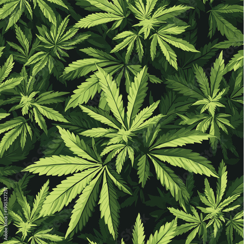 Green marijuana leaves - vector pattern , Cannabis plant background , , vector style simple color