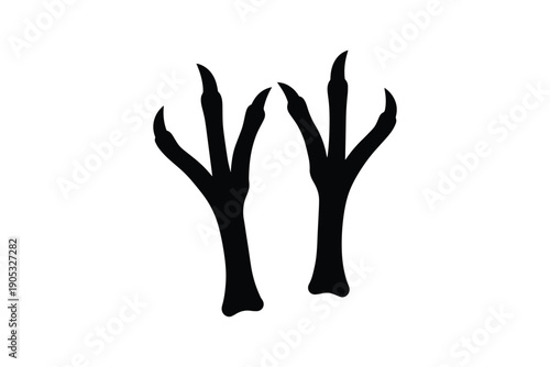 Bird claw prints silhouette icon isolated on white background wild animal track feet marks nature sign symbol