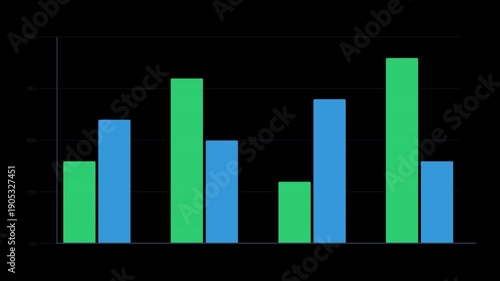 Animated Grouped Bar Chart Infographic on Transparent Background | Comparative Data Visualization UI Element
